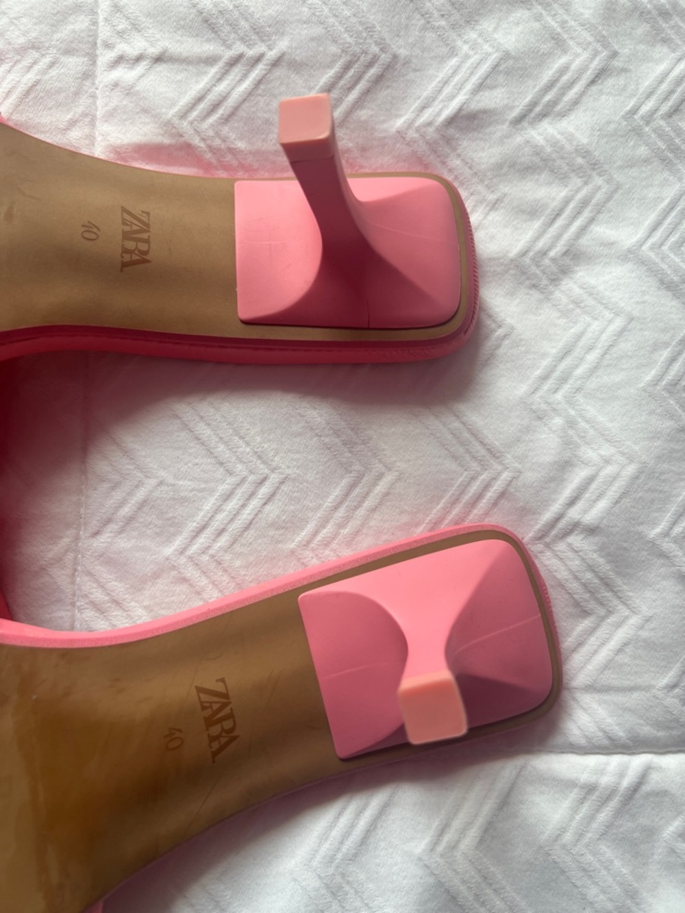 Zara Pinnk Puffer Square-Toe Leather Sandals-NWOT - Picture 7 of 7